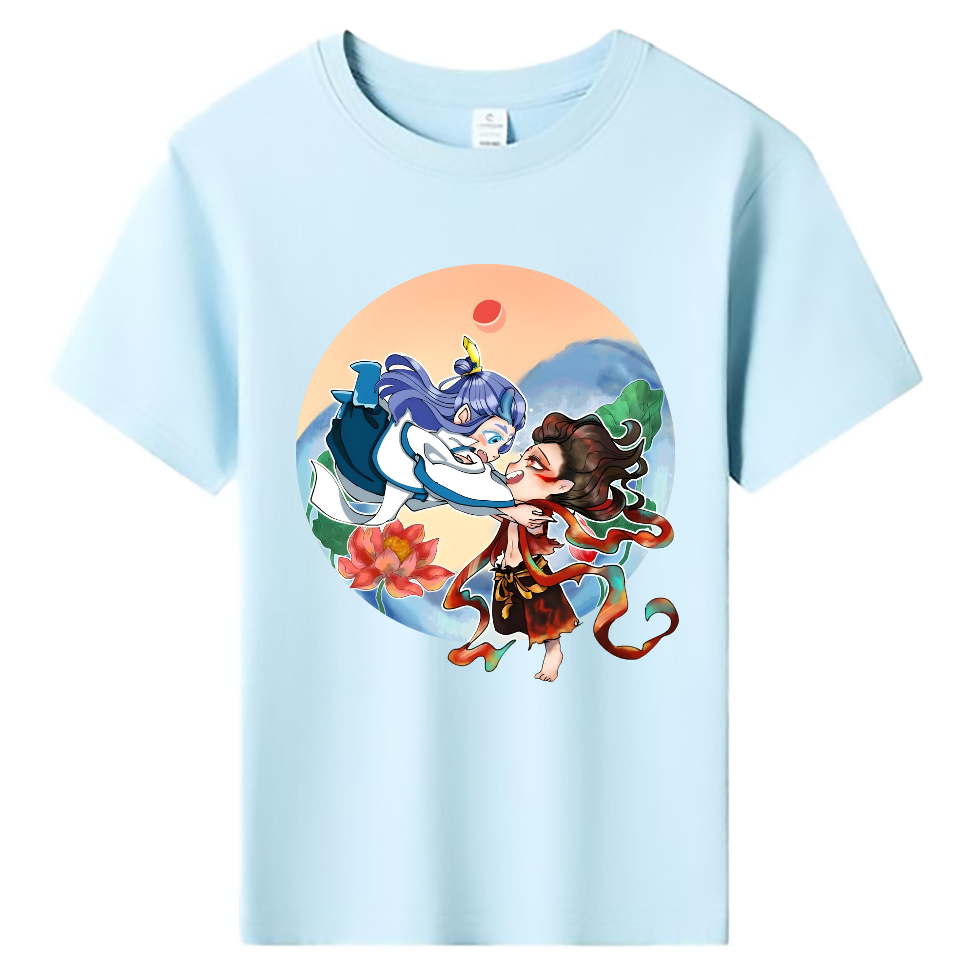 （画像用） Ne Zha 2 ナタ 魔童の大暴れ 綿100％キッズTシャツ（フロントプリント）